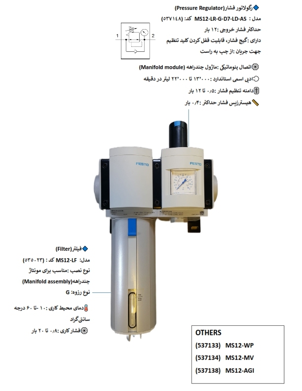 فیلتر رگولاتور دوتکه سری MS12 فستو